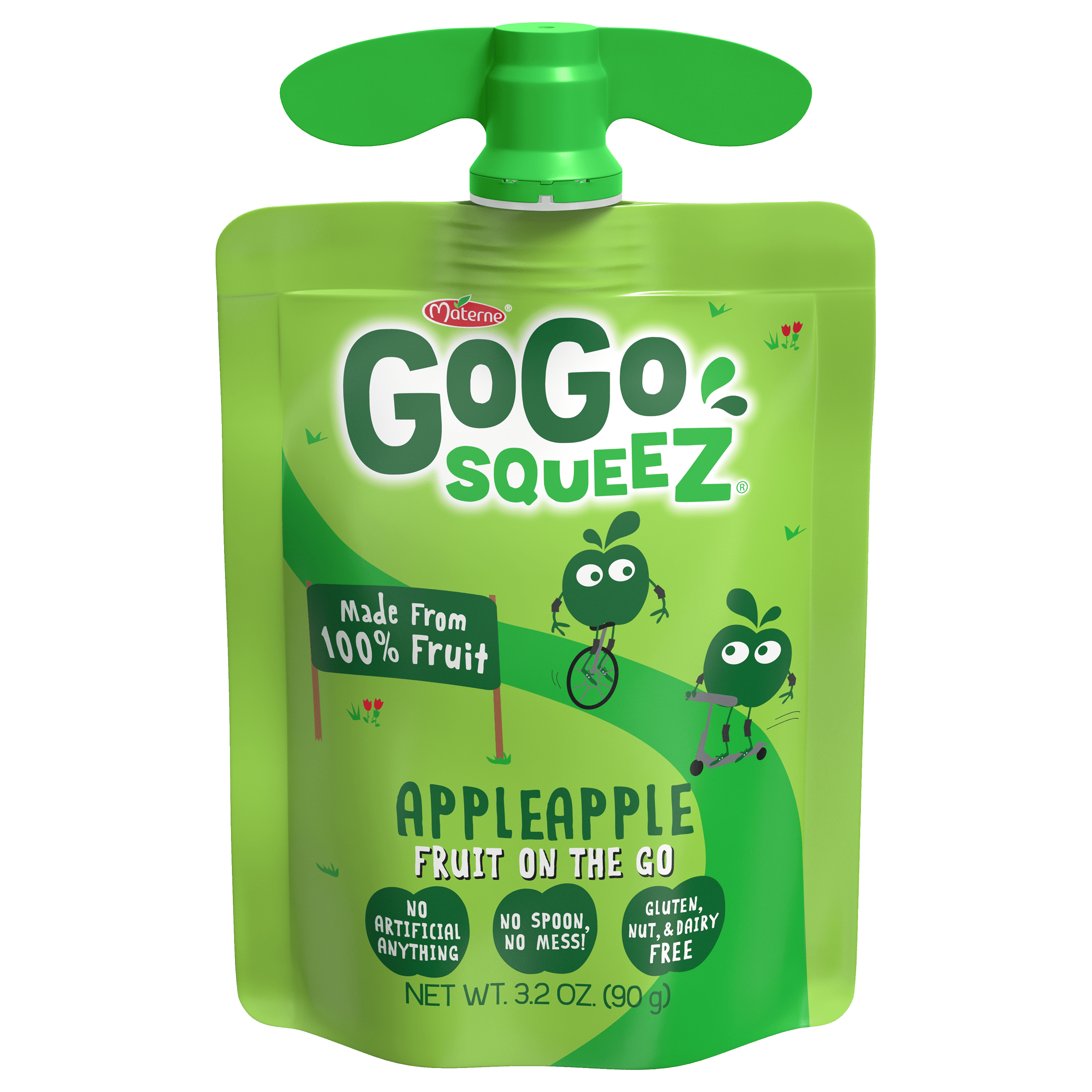 890000001004_R1C1~Gogo Squeeze AppleApple Pouch 3.2oz Gogo Squeez Pouches Fruit Blend Snack Apple Apple Flavor